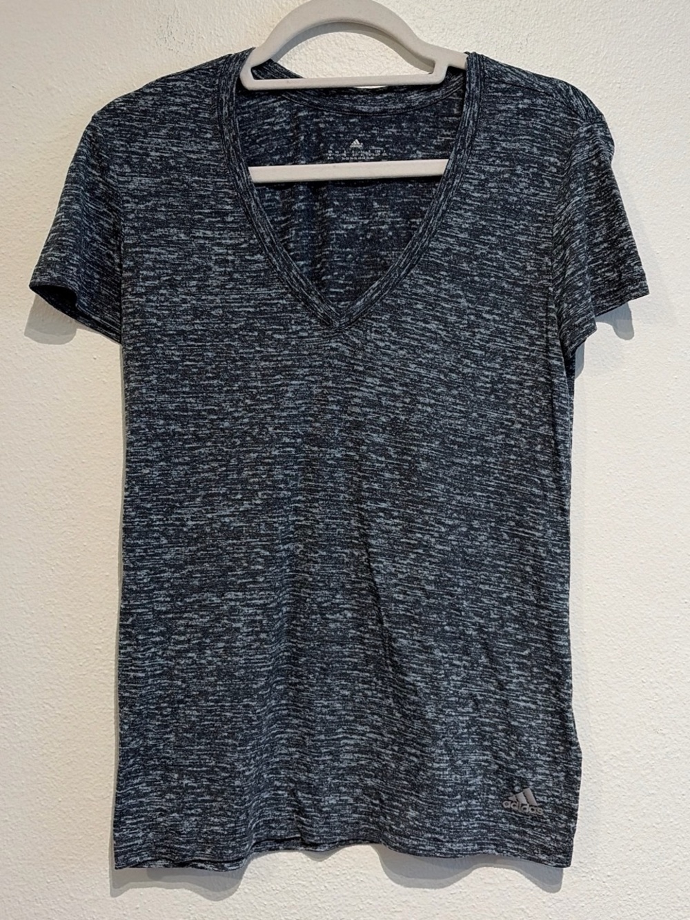 Adidas Women's Heathered V-Neck Tee in Dark Gray